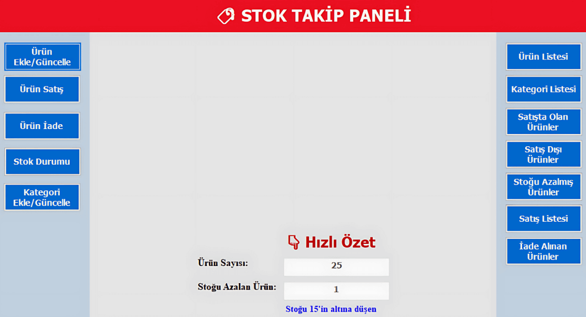 Stok Takip Otomasyonu Görsel